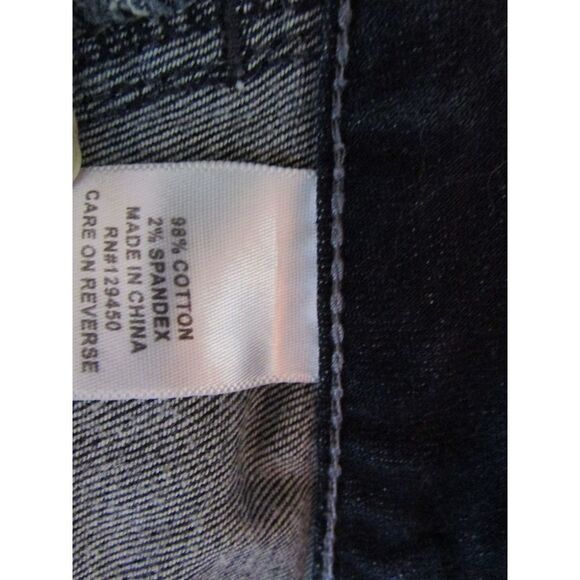 ELLE Dark Distressed Skinny Jeans Raw Hem Straight - Picture 14 of 15